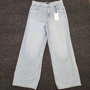 Zara Womens 40 Wide Leg Blue Light Wash Relaxed Denim Jeans NEW
